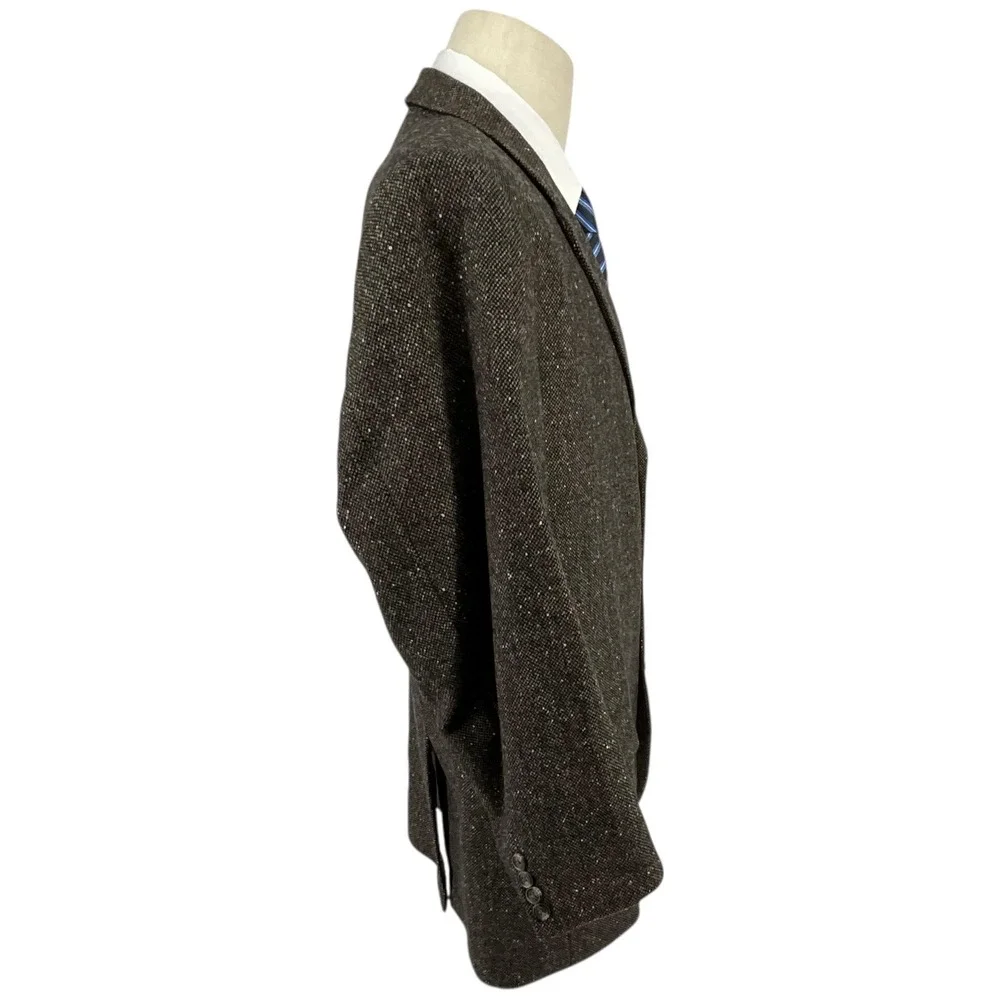 CESARANI Mens 46R Tweed Blazer Jacket Brown Wool Blend Classic Business Casual‎